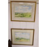 R. Beckley, pair of watercolours , ''View from Ditching Beacon'' and ''View of Firle Beacon",
