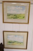 R. Beckley, pair of watercolours , ''View from Ditching Beacon'' and ''View of Firle Beacon",