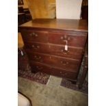 A George III oak chest of drawers, width 93cm, depth 51cm, height 100cm