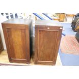 A pair of 19th century campaign-type cupboards, each cupboard width 57cm, depth 55cm, height 114cm