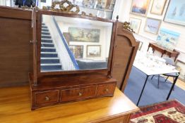 A George III mahogany box base toilet mirror, width 63cm, depth 23cm, height 64cm