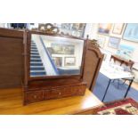 A George III mahogany box base toilet mirror, width 63cm, depth 23cm, height 64cm