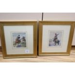 George Clark (1832-1894), pair watercolours, Hussars on horseback, signed