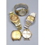 Five assorted wrist watches including Garrard & Rotary.