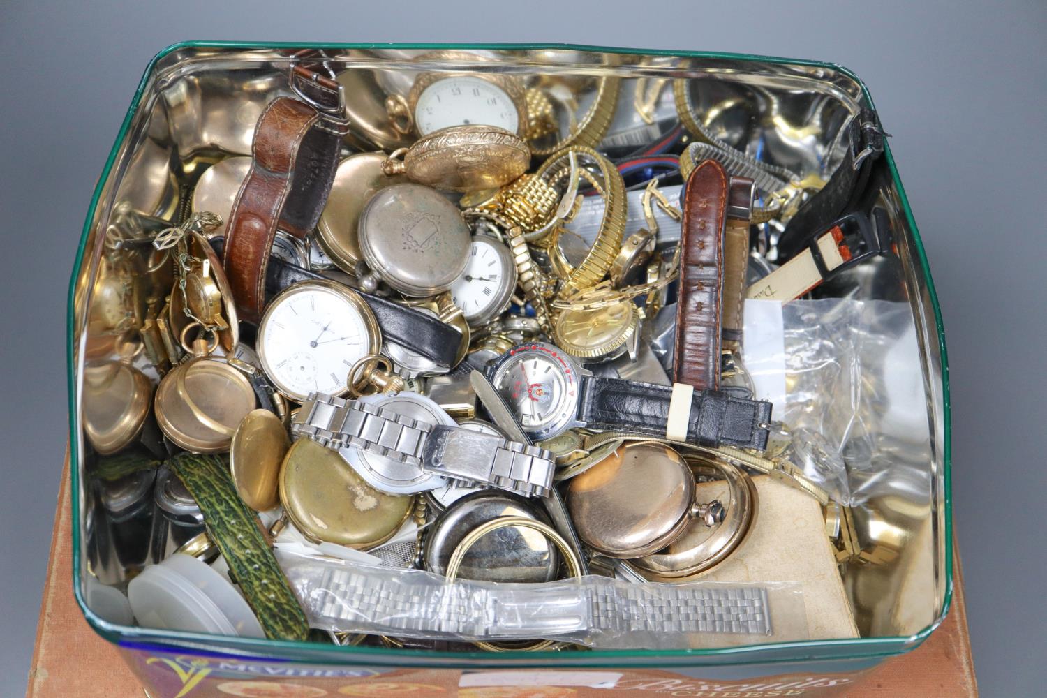 A large collection of wrist and pocket watches including gold plated, silver etc.), including - Image 2 of 3