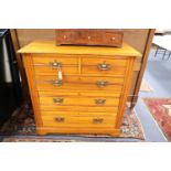 A late Victorian satin walnut chest, width 106cm, depth 49cm, height 104cm