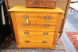 A late Victorian satin walnut chest, width 106cm, depth 49cm, height 104cm