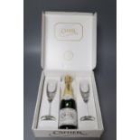 A carton of four individual presentation boxes containing a half bottle of Cattier Champagne with