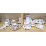 A collection of Crown Derby and Royal Crown Derby tableware, comprising a part tea service of