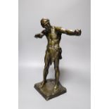 H. Muller. A bronze model of a male archer, 45cm high