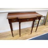 A George III style mahogany breakfront side table, width 106cm, depth 43cm, height 76cm