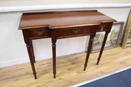 A George III style mahogany breakfront side table, width 106cm, depth 43cm, height 76cm