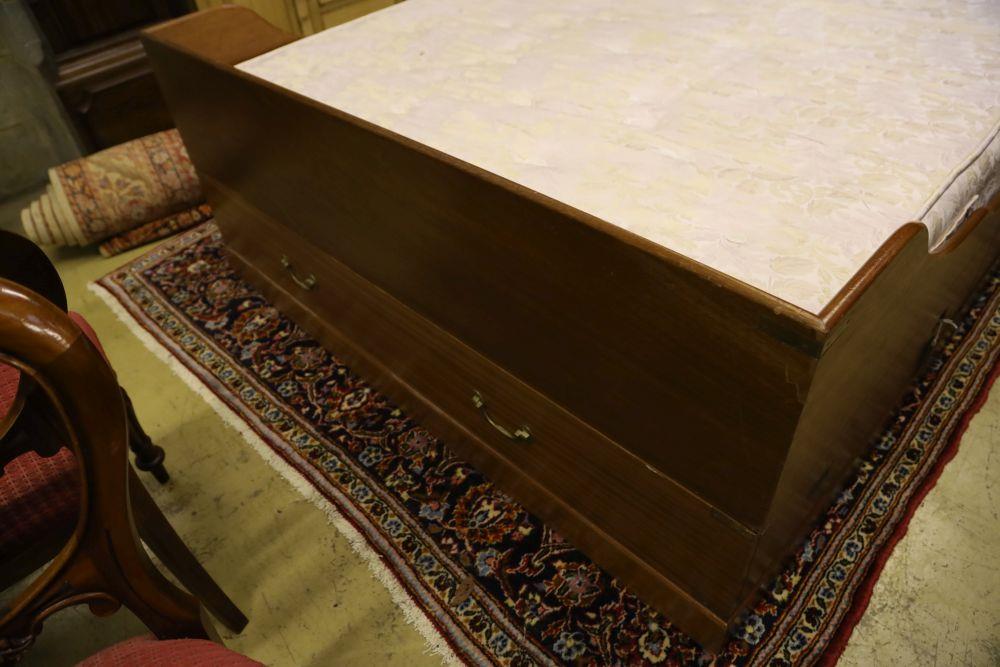 Jans of London. A reproduction mahogany campaign style double bed frame and mattress, folding top - Image 3 of 7