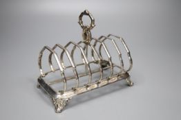 A Victorian silver six-division toast rack, George Angell & Co, London, 1853, length 16.3cm, 10oz.