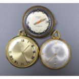 Two gold plated dress pocket watches and a Rotary Campus wrist watch.