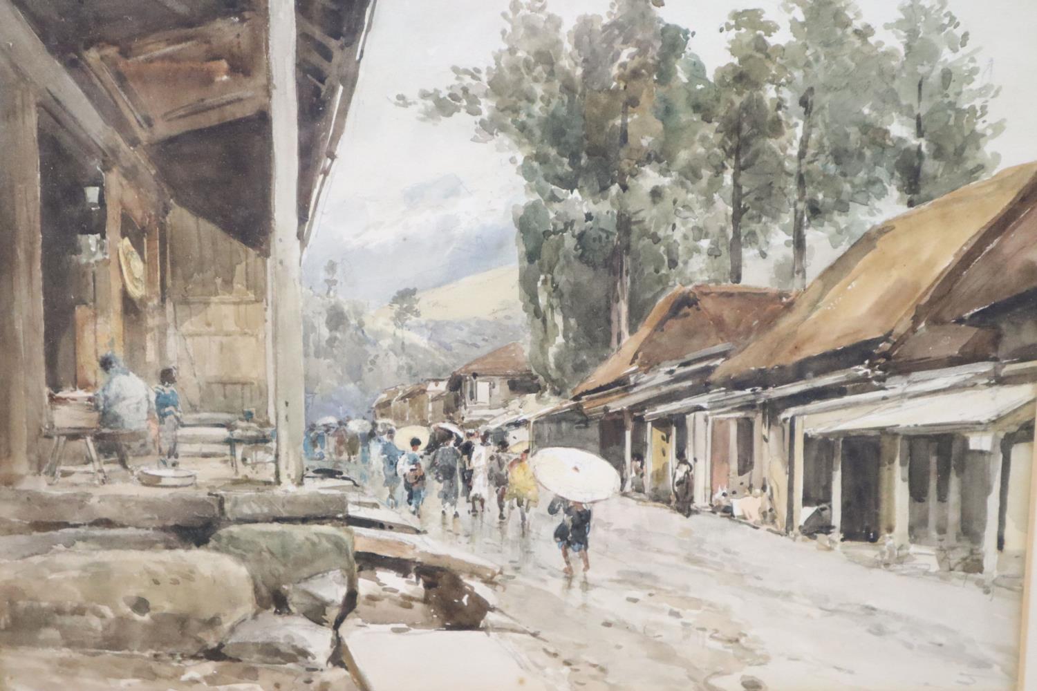 John Varley Junior (c.1850-1899), watercolour, "A Rainy Day in Nikko Street, Japan", signed and