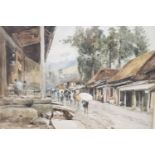 John Varley Junior (c.1850-1899), watercolour, "A Rainy Day in Nikko Street, Japan", signed and