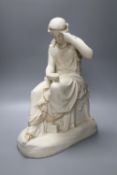 A Victorian Copeland parian figure of a classical beauty at her toilet, designed by W. C.