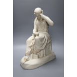 A Victorian Copeland parian figure of a classical beauty at her toilet, designed by W. C.