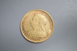 A Victoria 1897 gold sovereign, Melbourne mint.