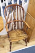 A 19th century yew and elm Windsor armchair