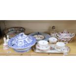 A collection of mixed English and Continental ceramics, including a Stone China Imari pattern tureen