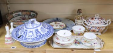 A collection of mixed English and Continental ceramics, including a Stone China Imari pattern tureen