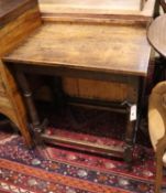 An 18th century oak side table, with a later top, width 69cm, depth 46cm, height 70cm