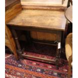 An 18th century oak side table, with a later top, width 69cm, depth 46cm, height 70cm