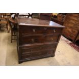 A 17th century oak four drawer chest, width 100cm, depth 58cm, height 92cm