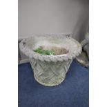 A pair of reconstituted stone basketweave planters, diameter 53cm, height 39cm