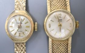 Two lady's 1960's/1970's 9ct gold manual wind wrist watches, Tudor Royal and Audax, Tudor overall