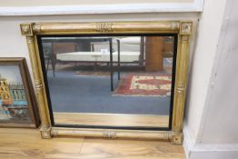 A Regency rectangular giltwood and gesso overmantel mirror, 98 x 79cm
