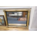 A Regency rectangular giltwood and gesso overmantel mirror, 98 x 79cm