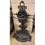 A Victorian cast iron stick and umbrella stand, height 70cm