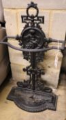 A Victorian cast iron stick and umbrella stand, height 70cm