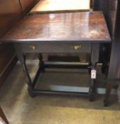 An 18th century oak side table, width 76cm, depth 53cm, height 67cm