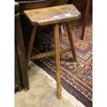 A 19th century primitive ash and elm coffin stool, height 67cm