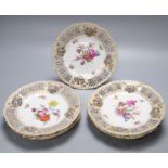 A set of five Samson of Paris floral painted dessert plates, 21cm