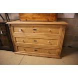 A 19th century East European pine chest of drawers, width 128cm, depth 65cm, height 88cm