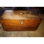 A 19th century brass mounted camphorwood trunk, width 105cm, depth 51cm, height 50cm