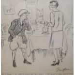 George Belcher (1875-1947), original pencil cartoon, Jockey and wife, 'George I weighed baby this