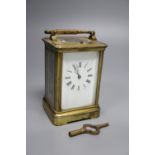 An hour repeating brass carriage clock,14cm