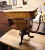 A Victorian walnut work table, width 59cm, depth 41cm, height 69cm