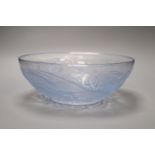 A Lalique 'Chiens' frosted and blue stained glass bowl, moulded mark 'R Lalique', engraved France