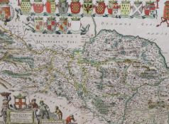 A Blaeu hand-coloured map, 'Ducatus Eboracensis Par Borealis: The North Riding of Yorkshire', from