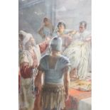 Harold Copping (1863-1932), watercolour, St Paul in the Temple, signed, 53 x 35cm