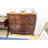 A Victorian mahogany five drawer bow front chest, width 100cm, depth 50cm, height 102cm
