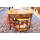 A burr walnut side table and an octagonal occasional table, larger width 80cm, depth 48cm, height