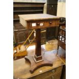 An early Victorian mahogany work table, width 42cm, depth 39cm, height 77cm